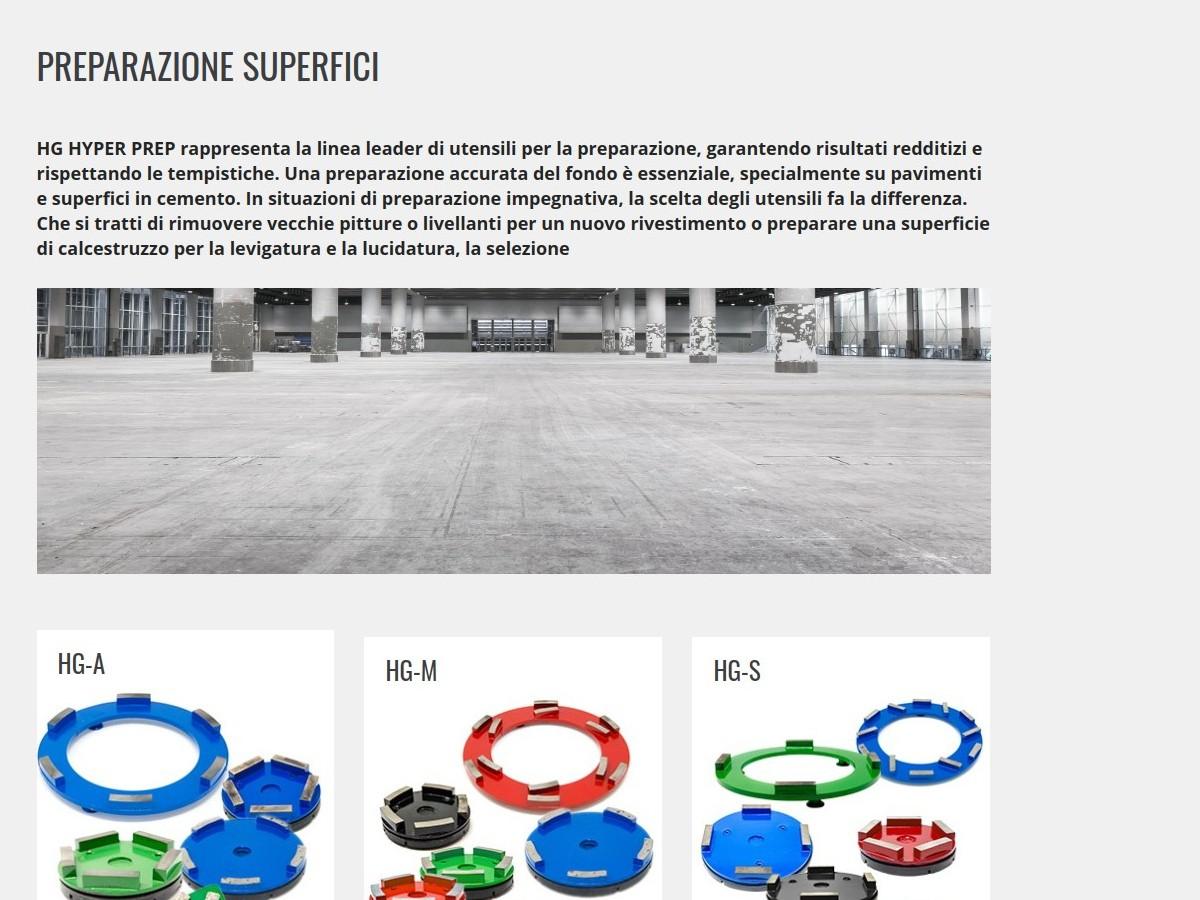 Strumenti per la preparazione della superficie HG HYPER PREP per la levigatura del calcestruzzo