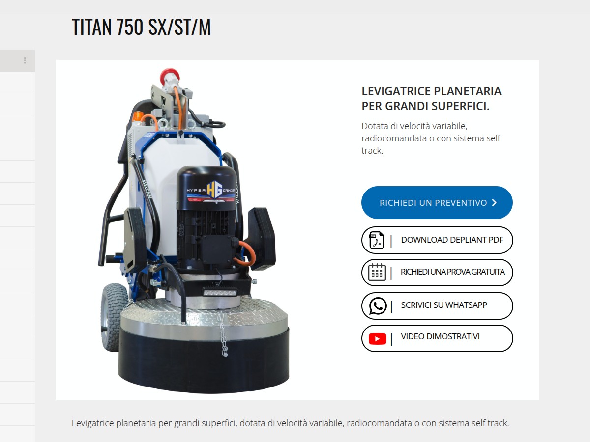 Levigatrice professionale per pavimenti Hyper Grinder TITAN SX⁄ST⁄M per grandi superfici